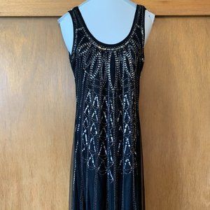 Black and Silver Beaded Dress Gatsby / 20's style